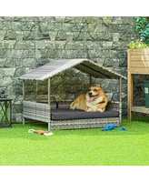 Streamdale Furniture Elevated Outdoor Dog Bed with Canopy & Removable Cushion