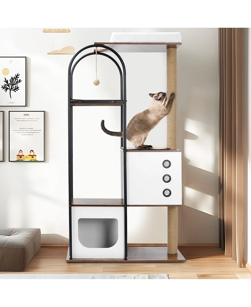 Simplie Fun Modern Cat Tree: Multi-Level Condo with Scratching Posts & Perch