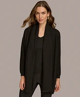 Donna Karan New York Women's Micro-Sequin Scarf Neck Cardigan