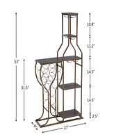 Streamdale Furniture 5-Tier Wine Rack with Hanging Glass Holder and Storage Shelves