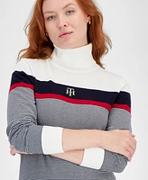 Tommy Hilfiger Women's Logo-Stripe Turtleneck Sweater