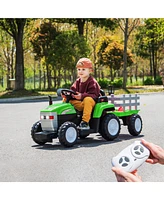 Simplie Fun 12V Electric Tractor with Trailer, Remote Control, Led Lights, Music