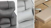 Swivel Ergonomic Office Chair with Footrest, Leather, Lumbar Support, 155° Recline