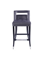 Simplie Fun Suede Velvet Barstool With Nailheads Dining Room Chair 2 Pcs Set