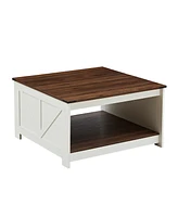 Simplie Fun Two-Tier Farmhouse Coffee Table with Storage