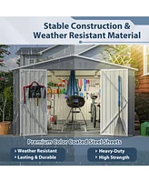 10x8FT All-Weather Metal Storage Shed with Lockable Doors