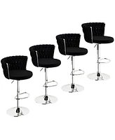 Streamdale Furniture Modern Velvet Swivel Bar Stools, Adjustable Height, Silver Legs