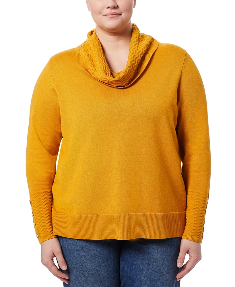 Melissa Paige Plus Ribbed-Hem Cowl-Neck Sweater