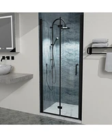 Streamdale Furniture 35-3/8 in. W x 72 in. H Bi-Fold Shower Doors in Matte Black with Clear Glass