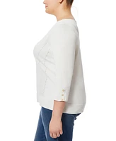 Melissa Paige Plus Size Button-Cuff Ribbed Sweater