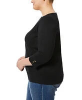 Melissa Paige Plus Button-Cuff Ribbed Sweater