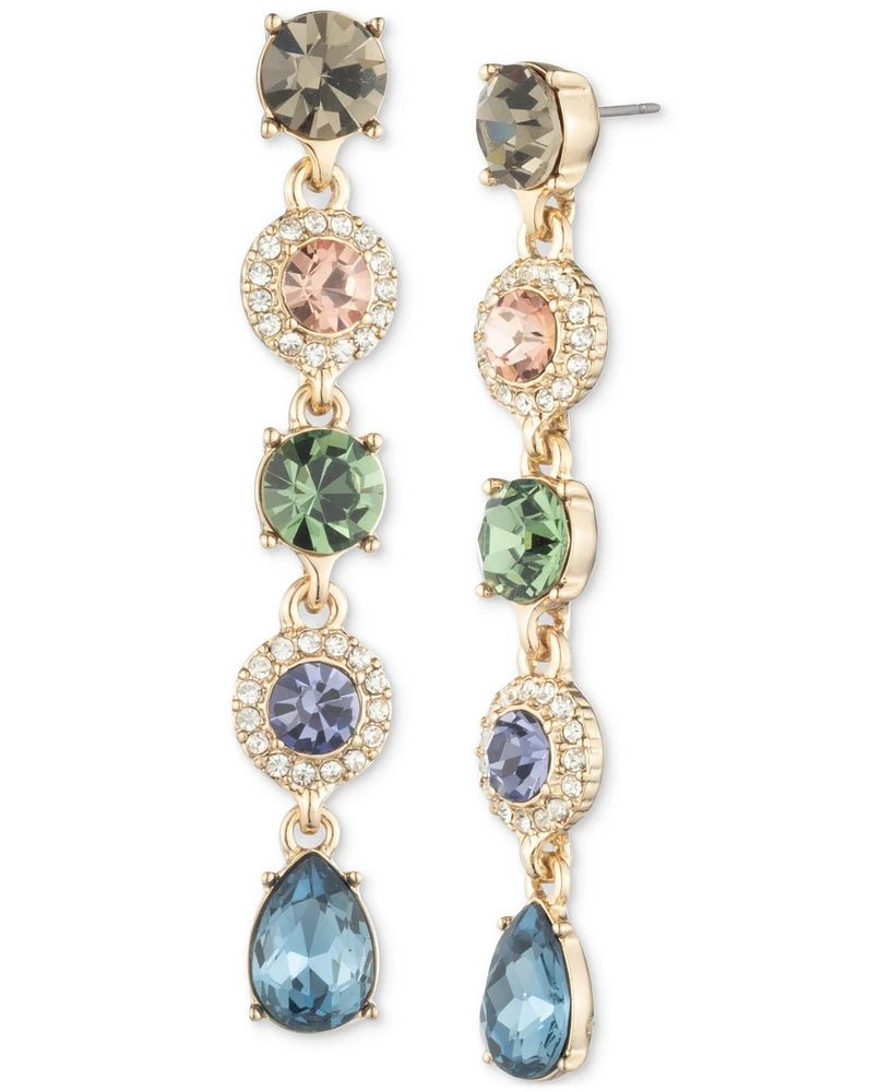 Givenchy Gold-Tone Multicolor Crystal Linear Drop Earrings