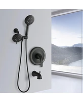 Streamdale Furniture Classic High Pressure Single Handle 7 Function Rain Shower Head With Handheld Shower With Tub Spout