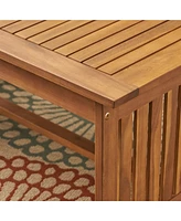 Simplie Fun Acacia Wood Coffee Table with Brown Patina Finish