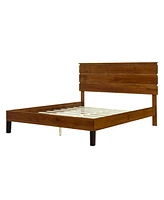 Streamdale Furniture Mid-Century Modern Solid Wood Bed Frame with Three-Piece Headboard