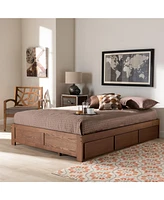 Baxton Studio Wren Modern and Contemporary Walnut Finished 3-Drawer King Size Platform Storage Bed Frame