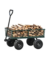 Streamdale Furniture Wagon Cart Garden Cart Trucks Make It Easier To Transport Firewood (Green)