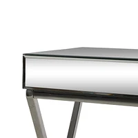 Modern Glam Console Table with Mirror Finished Tabletop and Silver Accents