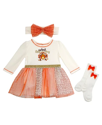 Baby Starters Girls Thanksgiving Dress, 3 Piece Set