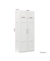 Streamdale Furniture High Wardrobe And Kitchen Cabinet With 2 Doors And 3 Partitions To Separate 4 Storage Spaces, White