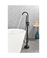 Streamdale Furniture Matte Black Freestanding Tub Filler with Handheld Shower