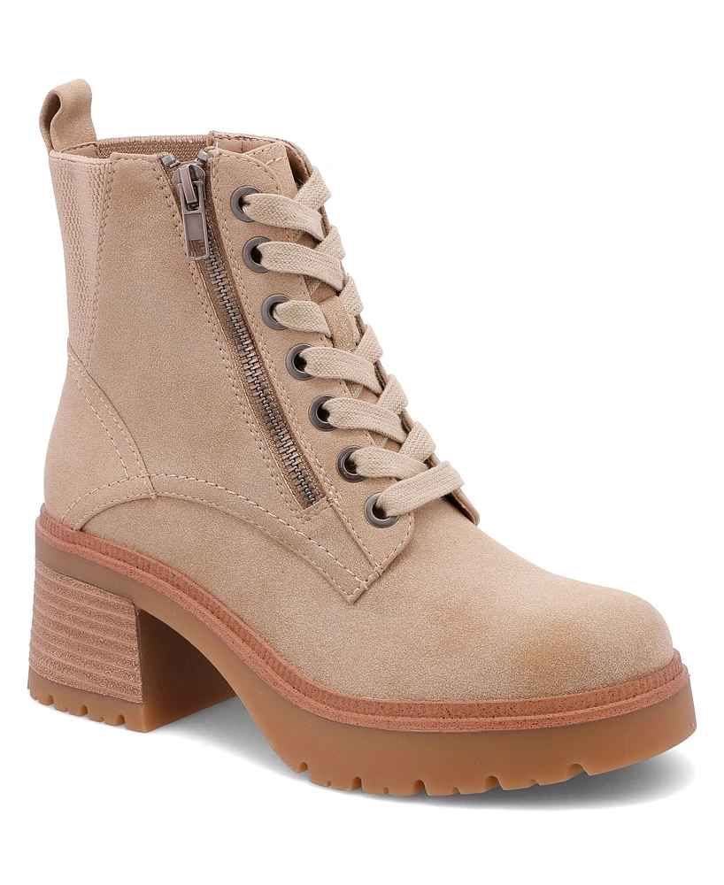 Mia Women's Idalia Lug-Sole Lace-Up Combat Booties