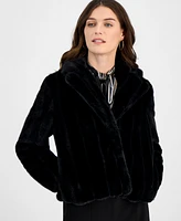 Anne Klein Petite Faux-Fur Notch-Collar Cropped Jacket