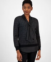 Anne Klein Women's Layered Jacquard Shimmer Sweater