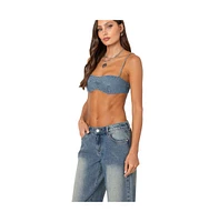 Edikted Women's Brandy denim bralette top