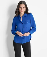 Dkny Women's Long-Sleeve Button-Front Blouse