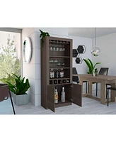 Streamdale Furniture Plympton 3-Shelf Rectangle 5-Bottle Bar Cabinet Smokey Oak