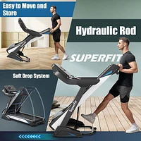 4.75HP Electric Folding Treadmill W/App Auto Incline Preset Programs Speakers