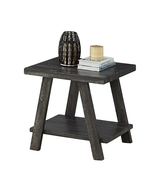 Simplie Fun Replicated Wood Shelf End Table in Charcoal Finish