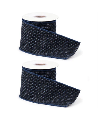 Slickblue Set of 2 Wired Polyester/Cotton Ribbons – Versatile for Crafting and Decor