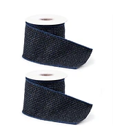Slickblue Set of 2 Wired Polyester/Cotton Ribbons – Versatile for Crafting and Decor
