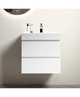 Streamdale Furniture Alice24-201 White Bathroom Vanity with Large Storage