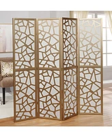 Streamdale Furniture Giyano 4 Panel Screen Room Divider, Gold