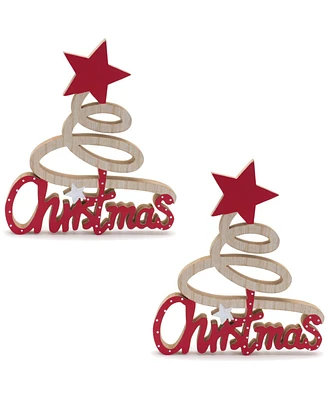 Slickblue Christmas Sign (Set of 2) 9.75"H Wood