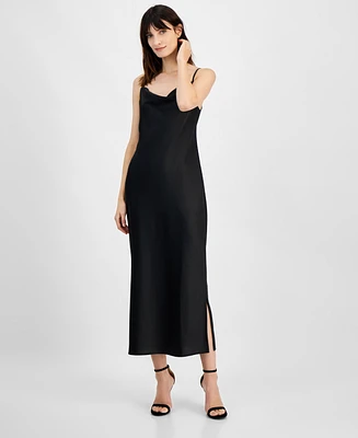 Anne Klein Women's Cowlneck Side-Slit Slip Dress, Created for Macy's