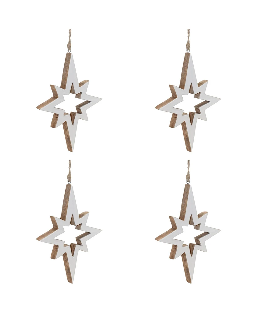 Slickblue Star Cut-Out Ornament (Set of 4) 10"H Wood