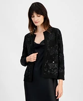 Anne Klein Women's Open-Front Patch-Pocket Sequin Cardigan, Regular & Petite