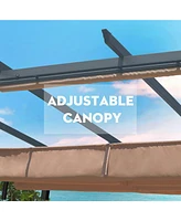 Aoodor 129''x129''x81'' Outdoor Pergola with Retractable Canopy