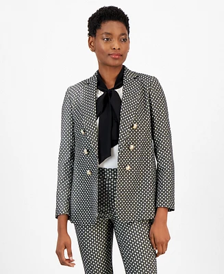 Anne Klein Women's Jacquard Button Open-Front Blazer