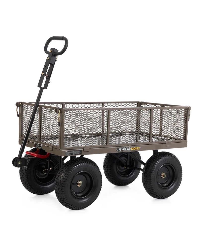 Gorilla Carts Steel Dump Cart Garden Beach Wagon, 1,200 Pound Capacity, Gray