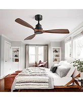 Sofucor 48 Solid Wood Blades Ceiling Fan Without Light