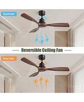 Sofucor 48 Solid Wood Blades Ceiling Fan Without Light