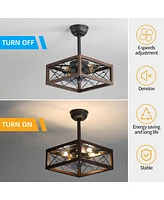 1 8" Caged Ceiling Fan With Lights Remote Control 0001