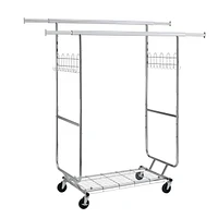 5-Minute Assembly, Adjustable, Heavy-Duty Clothing Rack with Casters