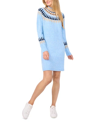 CeCe Women's Fair Isle Long-Sleeve Sweater Dress