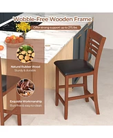 Skonyon Set of 2 Counter Height Bar Chair Kitchen Island Stool with Backrest and Footrest